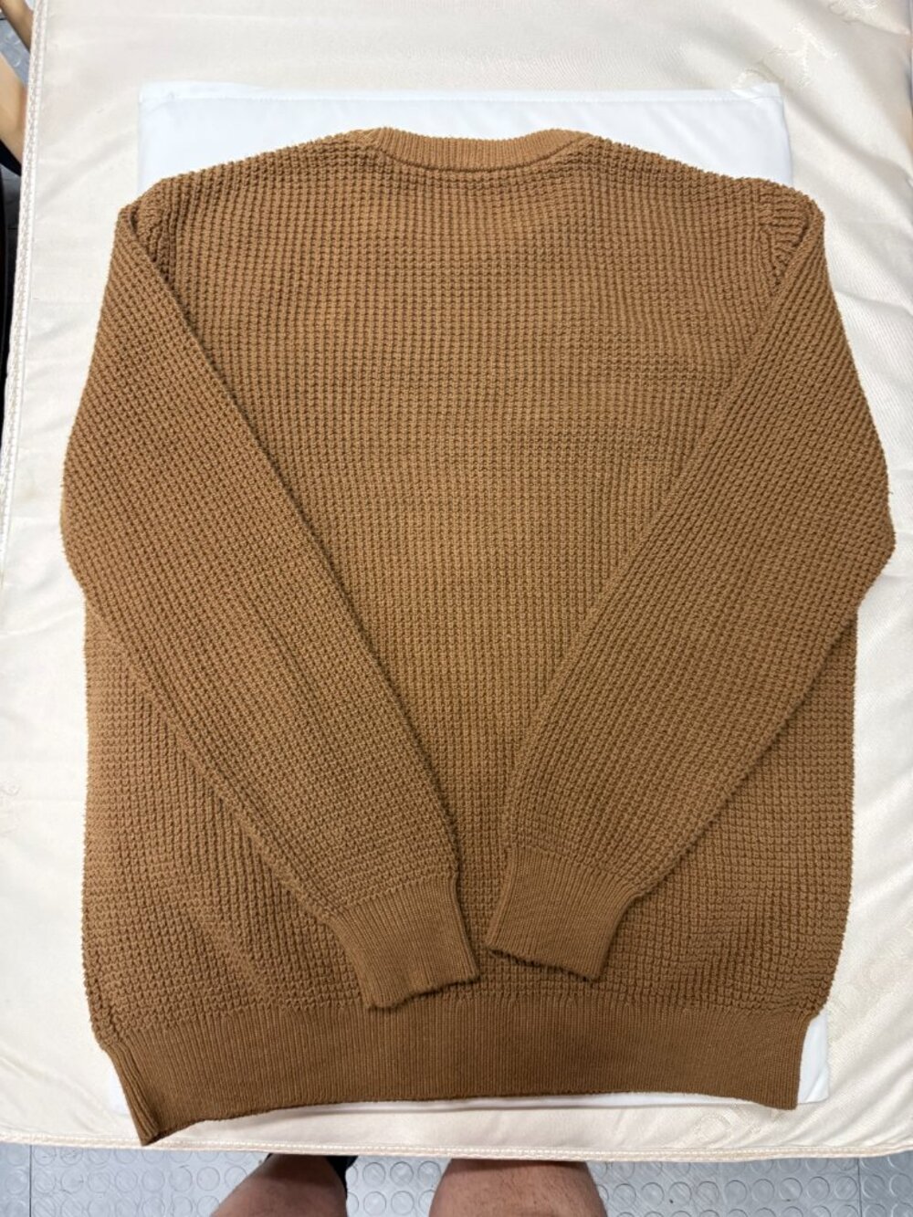 Express Waffle Knit Cotton Crewneck Sweater Camel Sz L - Picture 2 of 4